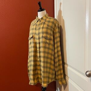 Ryan Michael Men’s Ochre Plaid Silk Blend Pearl Snap Long Sleeve Western Shirt